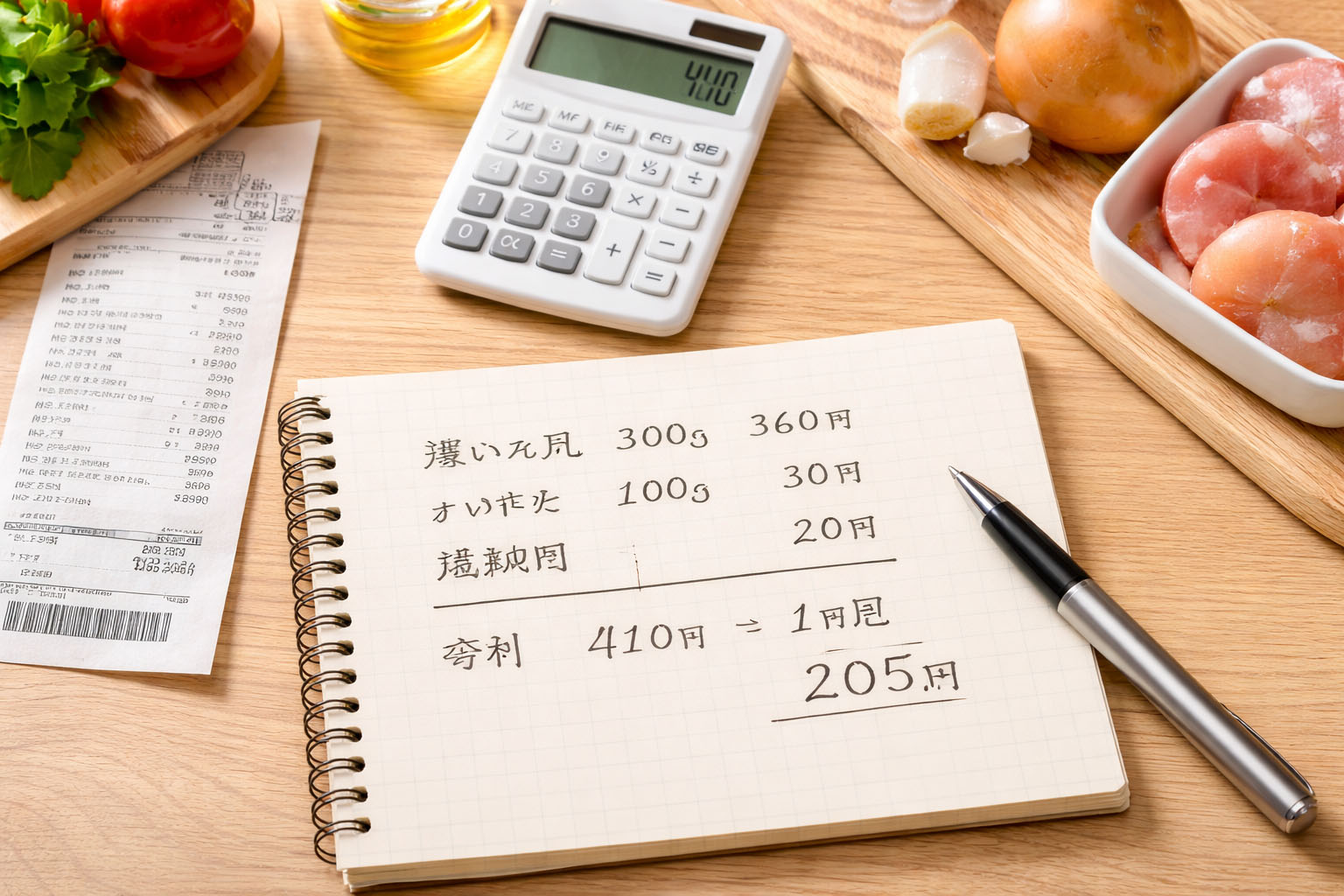 家庭でも使える料理の原価計算：公式・例題・無料テンプレ配布タイトルイメージ